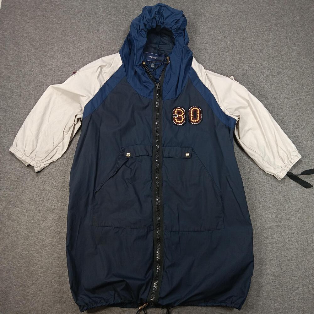 Tommy Hilfiger Collection Jacket Womens 10 Blue White Hooded Beaded Parka